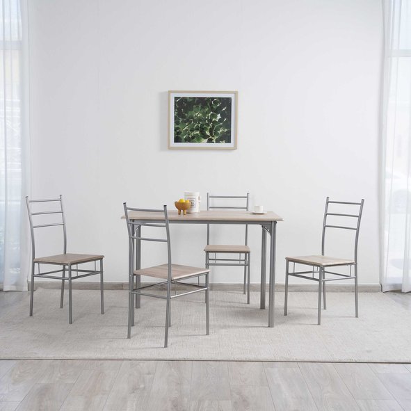 LIFESTEEL 1 4 DINING SET NATURAL GREY